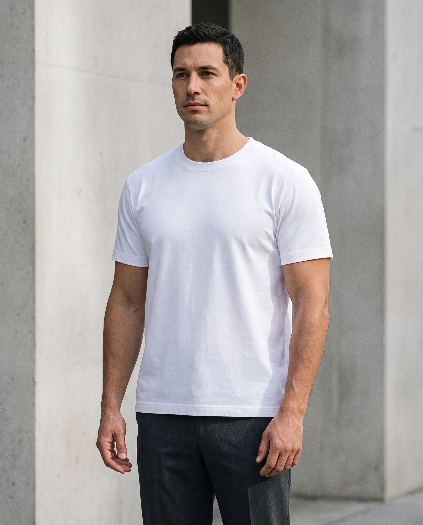 White tee worn